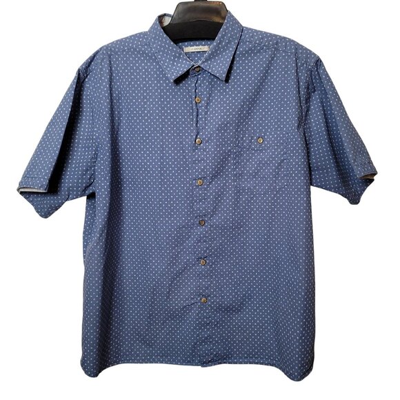 Moda Campia Mens Blue Short Sleeve Button-Up Shirt XXL 100% Cotton Classic Fit W - Picture 3 of 12